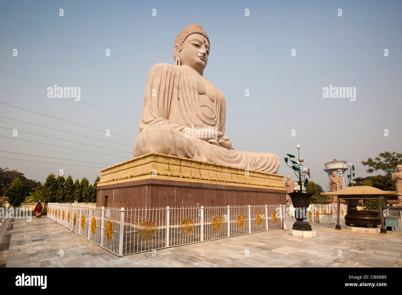 L'Inde, le Bihar, Bodhgaya, Bouddhisme, statue du grand Bouddha Banque D'Images