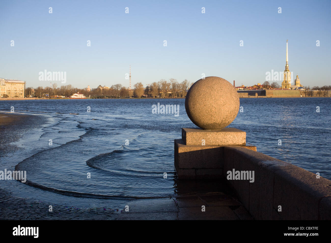 Pointe de l'île Vassilievski de la Neva, Saint-Pétersbourg, Russie. Banque D'Images