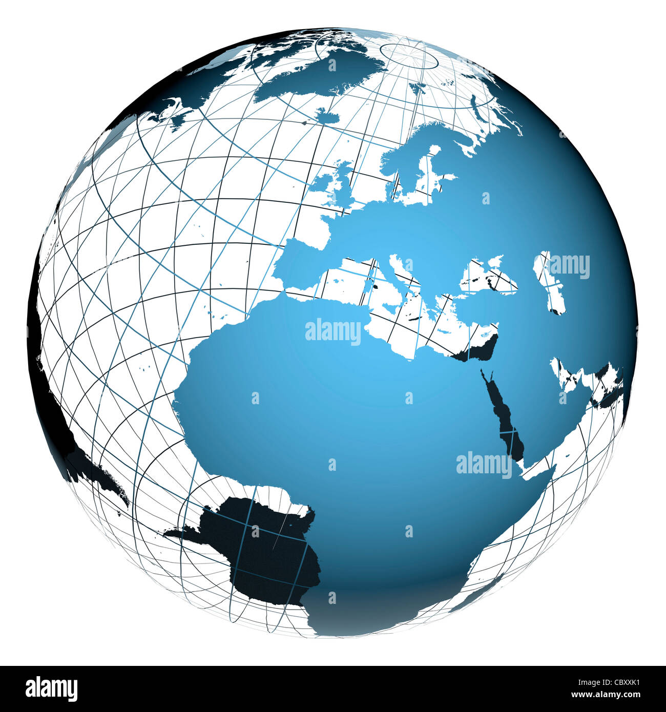 Globe se concentrant sur l'Europe et l'Afrique du Nord Banque D'Images