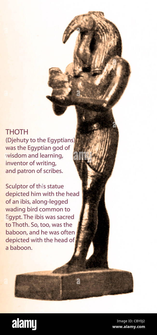 Le dieu égyptien Thoth était souvent décrit comme l'ibis à leur tête (comme dans cette statue) ou comme un babouin à tête de chien. Banque D'Images