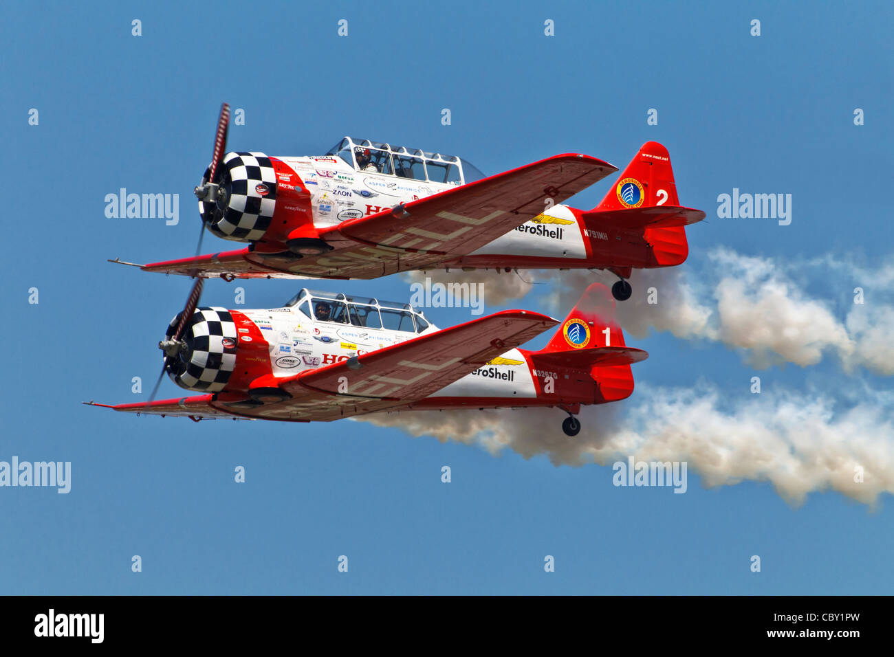 North American AT6 de l'équipe texane Aeroshell Banque D'Images