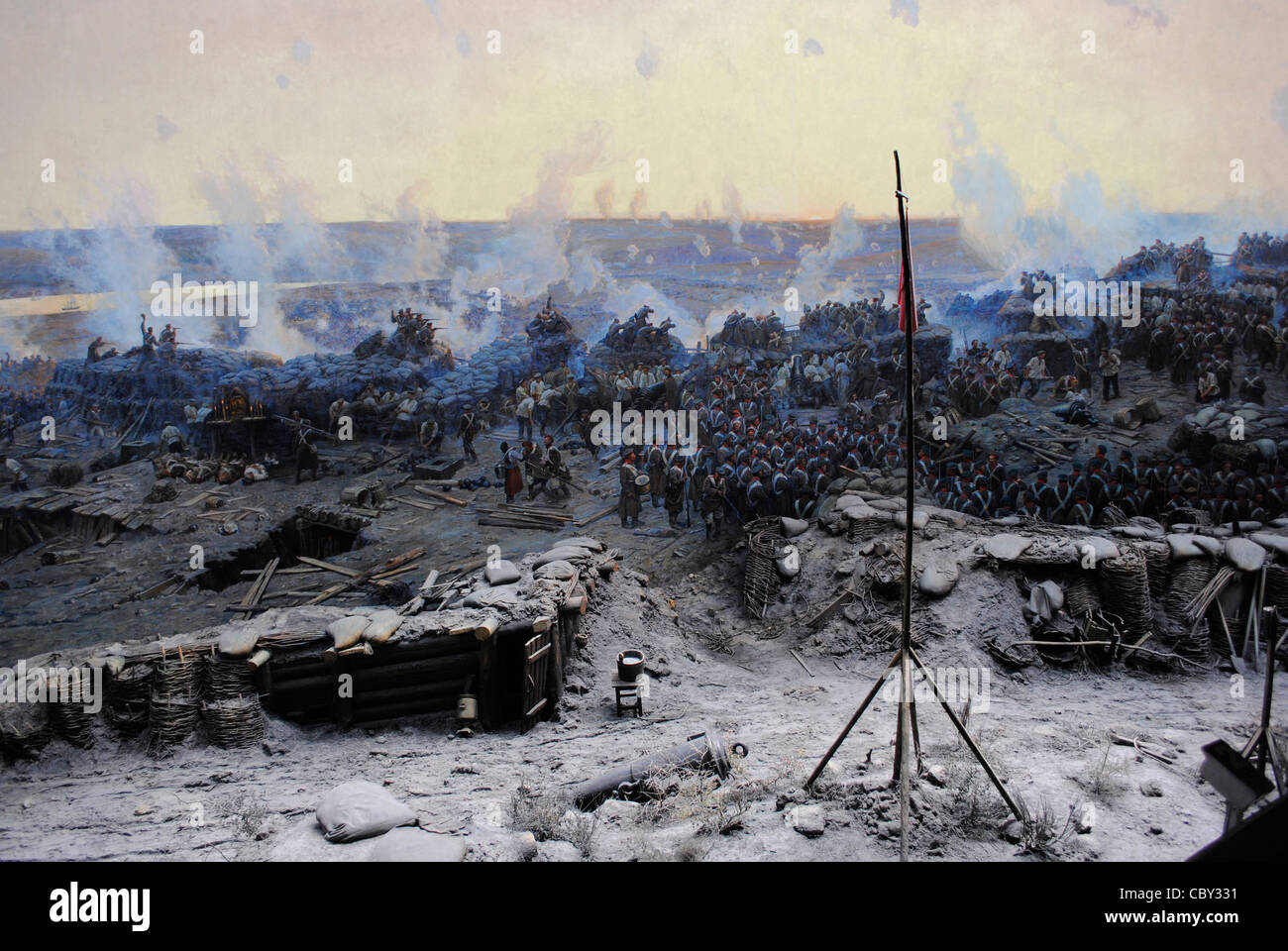 Guerre de Crimée (1853-1856). Siège de Sébastopol, 1854-1855, par Franz Alekseyevich Roubaud (1856-1928). Péninsule de Crimée. L'Ukraine. Banque D'Images
