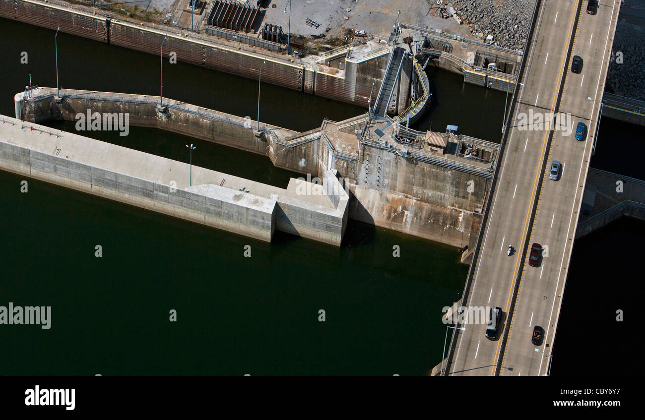 Photographie aérienne de la rivière Tennessee Chattanooga Barrage Chickamauga Banque D'Images