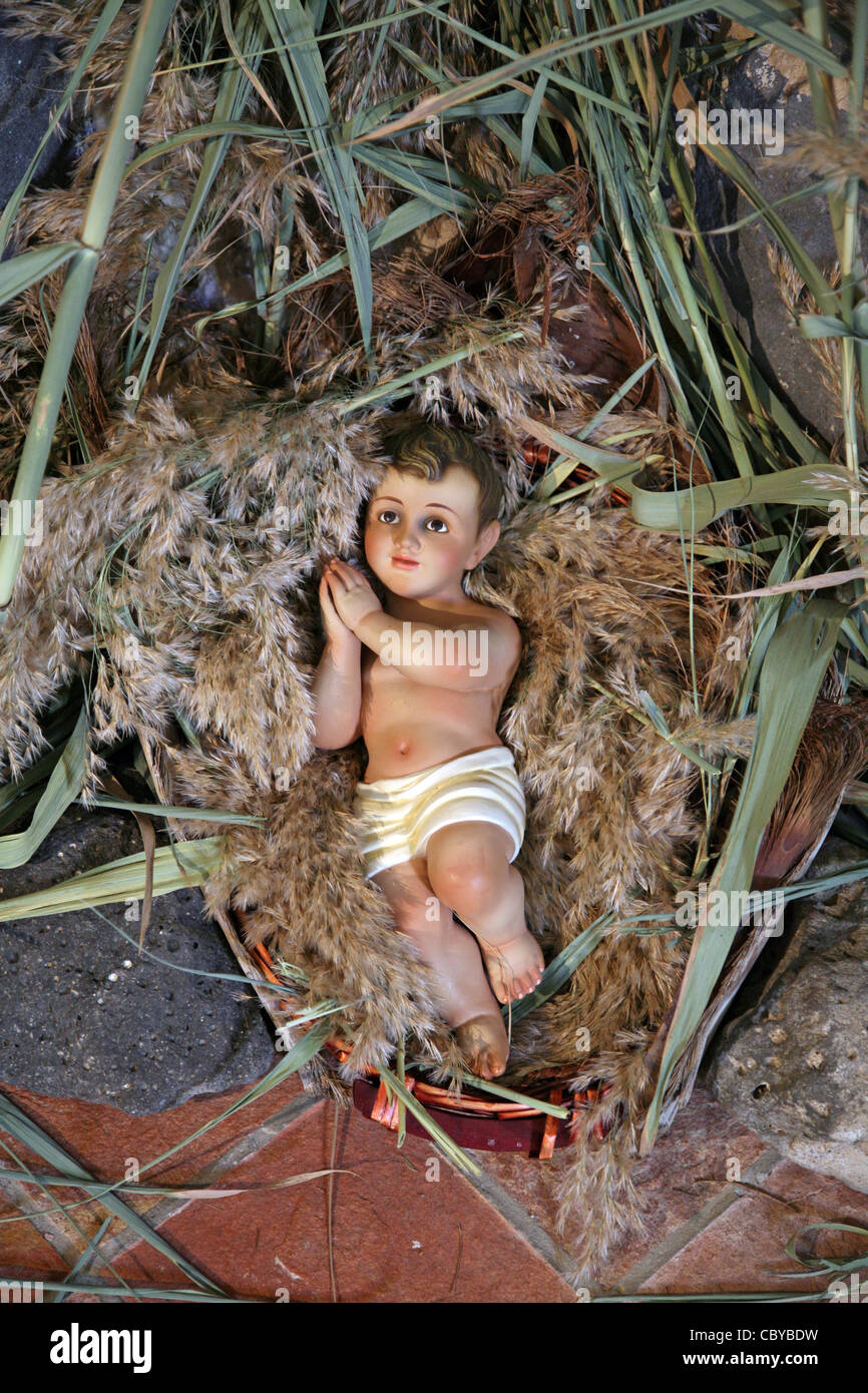 Un bébé Jésus figure sur Noël, Tabgha-Church la primauté de Saint Pierre Banque D'Images