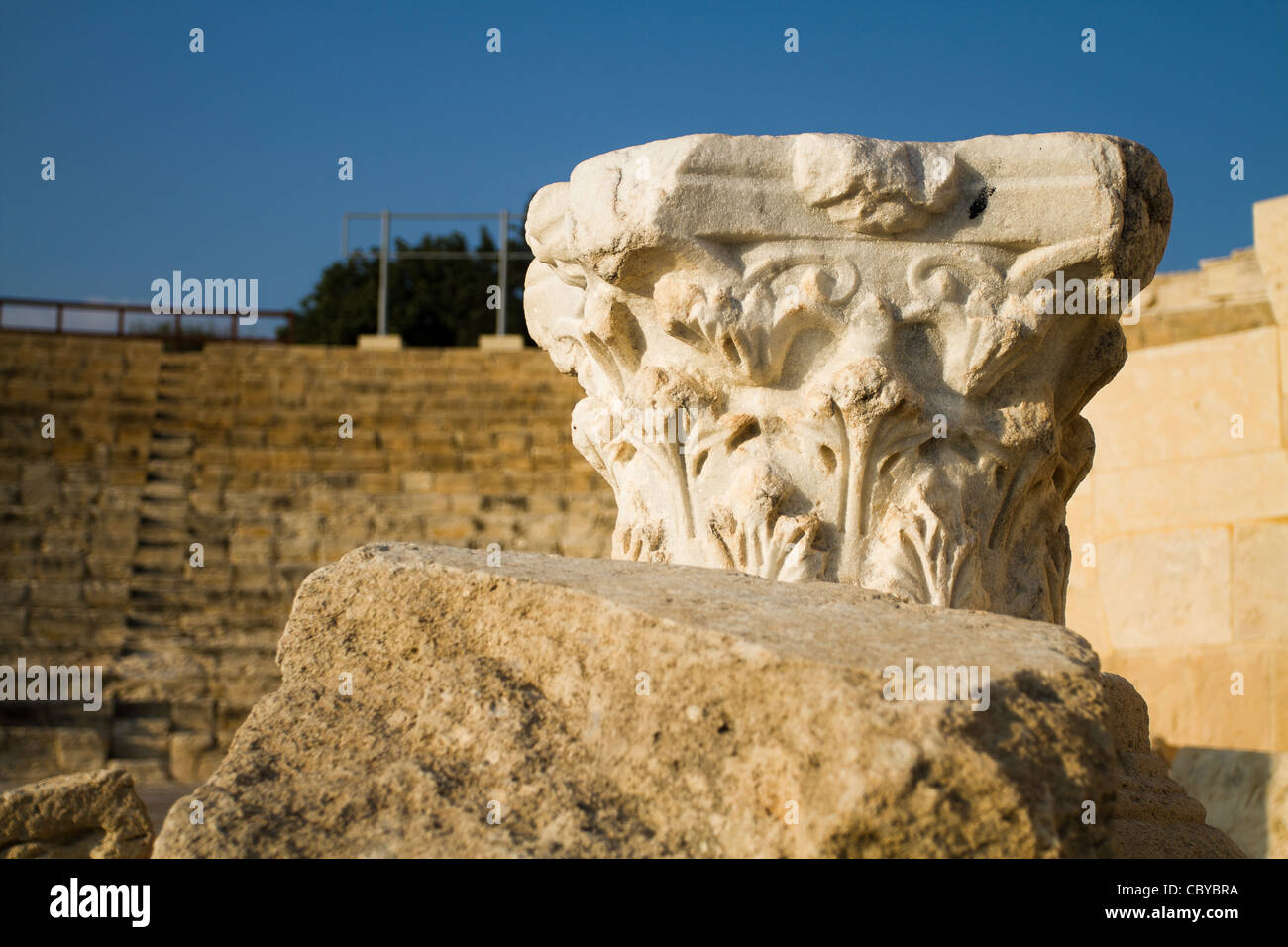 Pilier de marbre ancien amphithéâtre à côté de curium, Chypre Banque D'Images