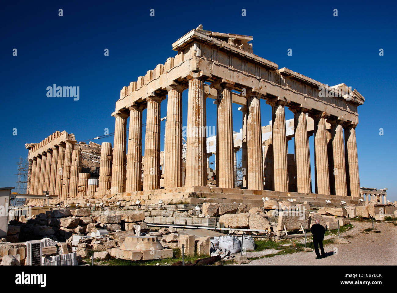 L 'arrière' du Parthénon (vue depuis le sud-est), l'Acropole, Athènes. Banque D'Images