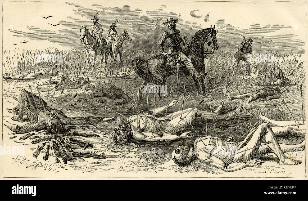 Circa 1870 gravure, le Kidder Massacre. Banque D'Images Circa 1870 gravure, le Kidder Massacre. Banque D'Images