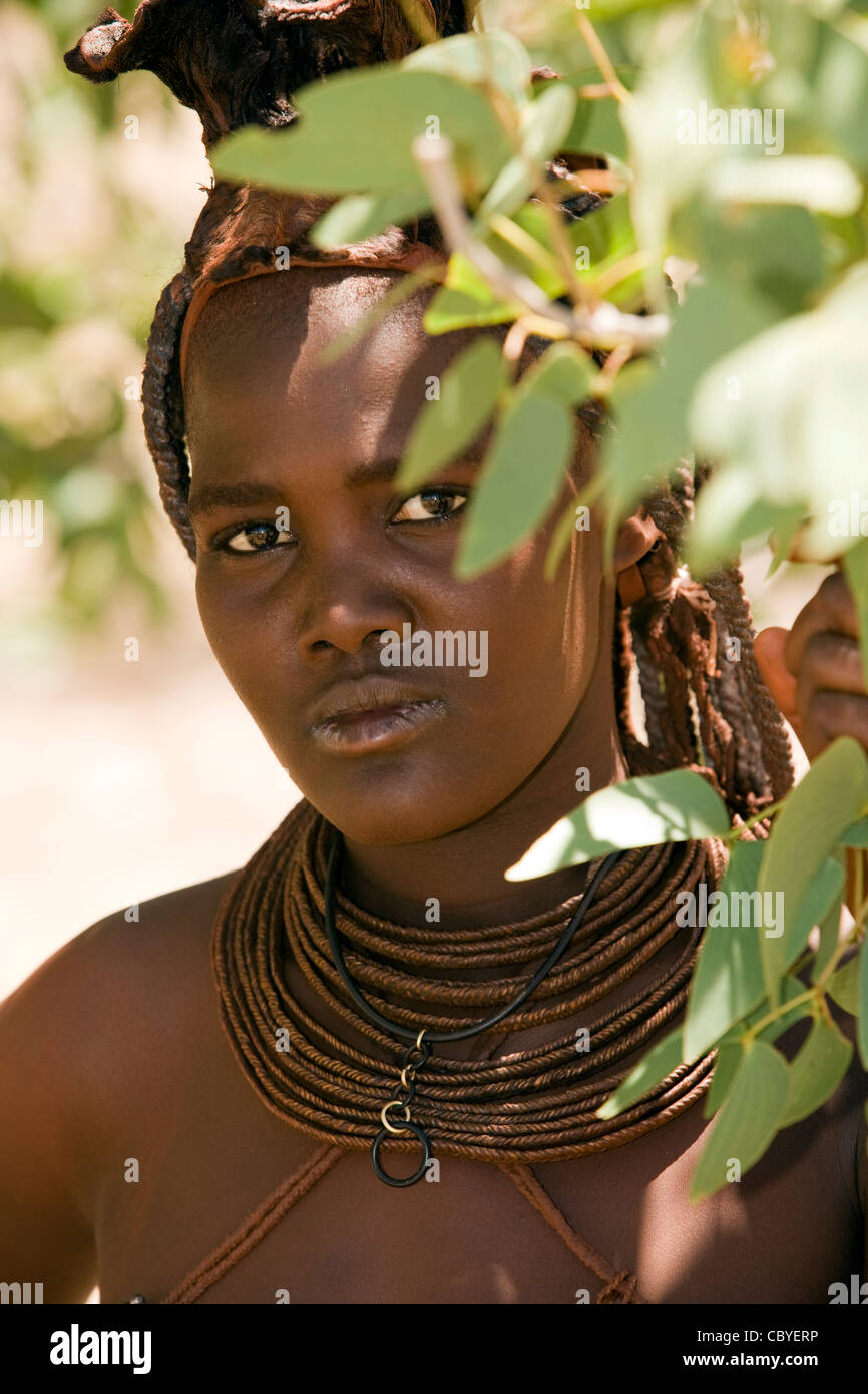 Femme Himba - Damaraland, région de Kunene - Namibie, Afrique Banque D'Images