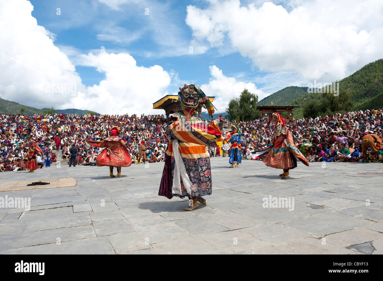 L'Asie, Bhoutan, Cham, Thimpu, Tibet, Tsechu, moine, danse, cham Banque D'Images