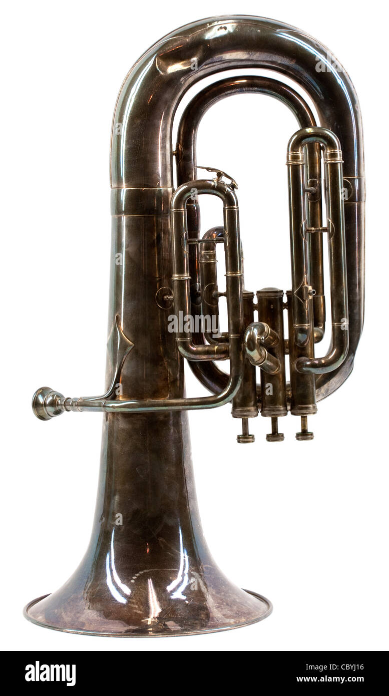 Old vintage euphonium isolé sur fond blanc Banque D'Images
