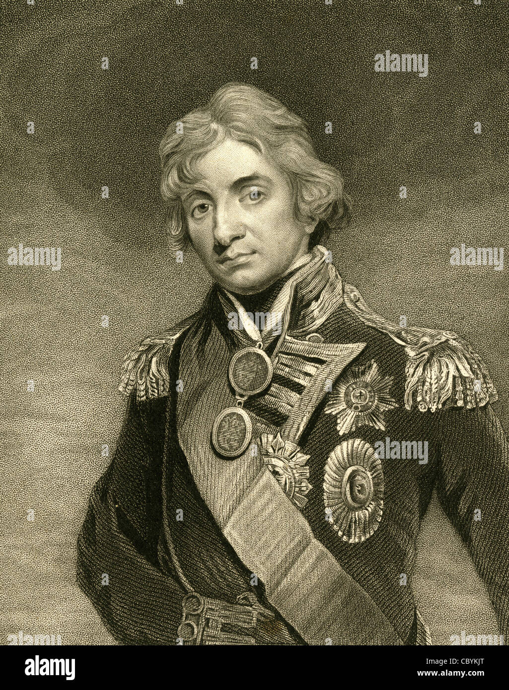 1830 gravure d'Horatio Nelson, 1er vicomte Nelson, duc de Bronté. Banque D'Images