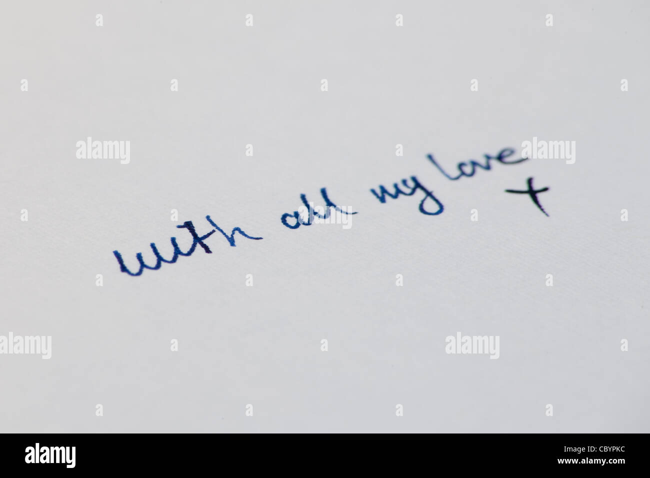 Les Mots Avec Tout Mon Amour A L Encre Manuscrite Photo Stock Alamy