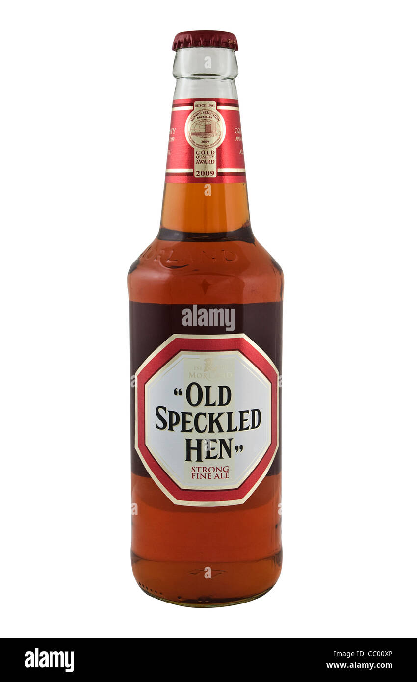 Une bouteille de vieux, Speckled Hen une forte résistance bière brassée par Morland Brassage de Bury St Edmunds. Banque D'Images
