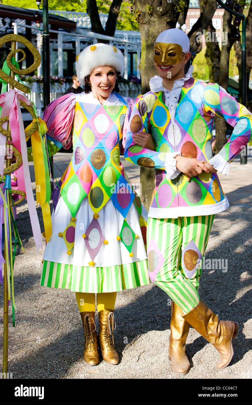 Le célèbre arlequin et Colombine dans Tivoli Copenhague Banque D'Images