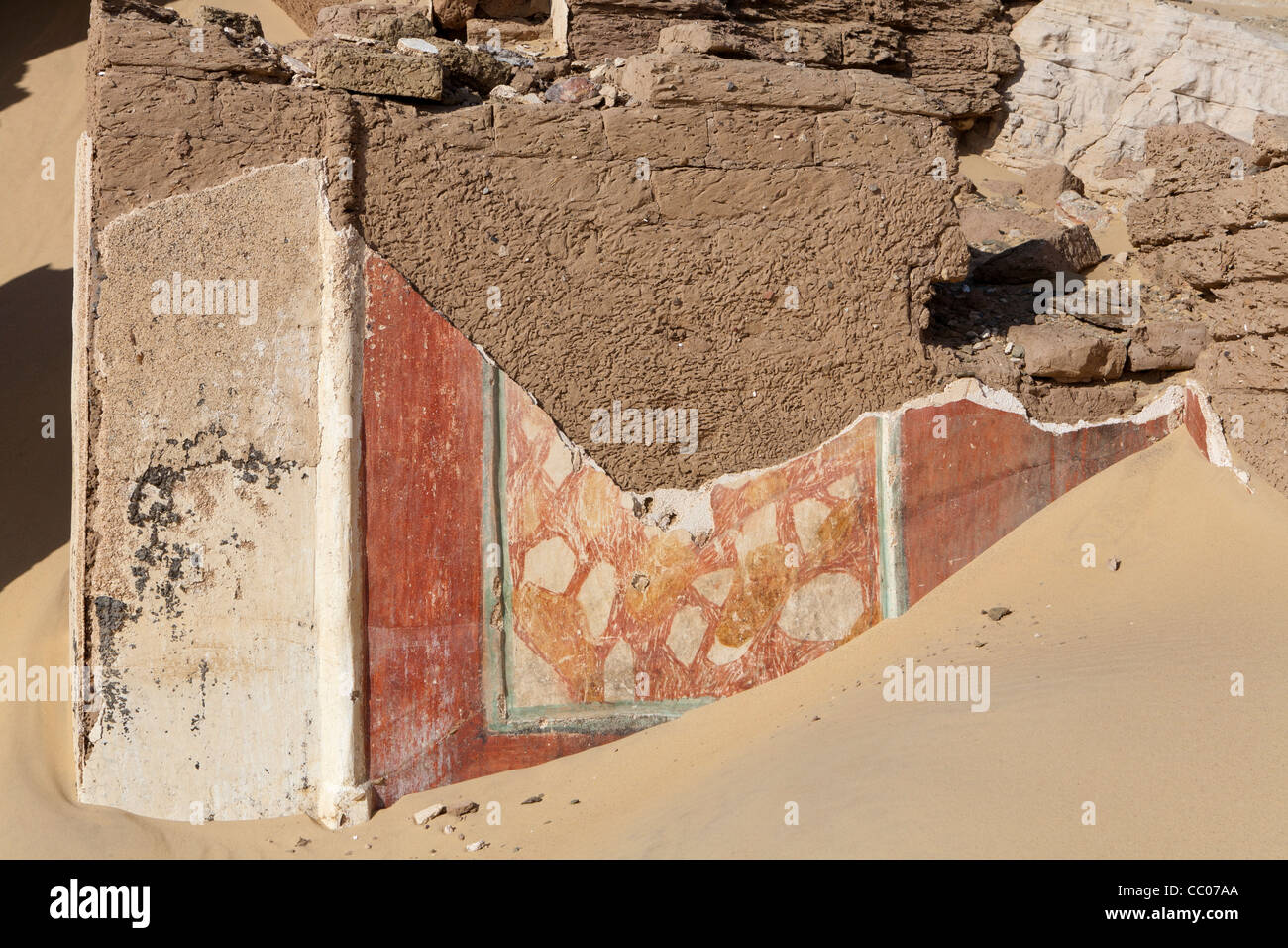Close up of les plâtres dans un tombeau romain près de la colonie à Qasr el Labekha dans le désert près de Kharga Oasis Egypte Banque D'Images