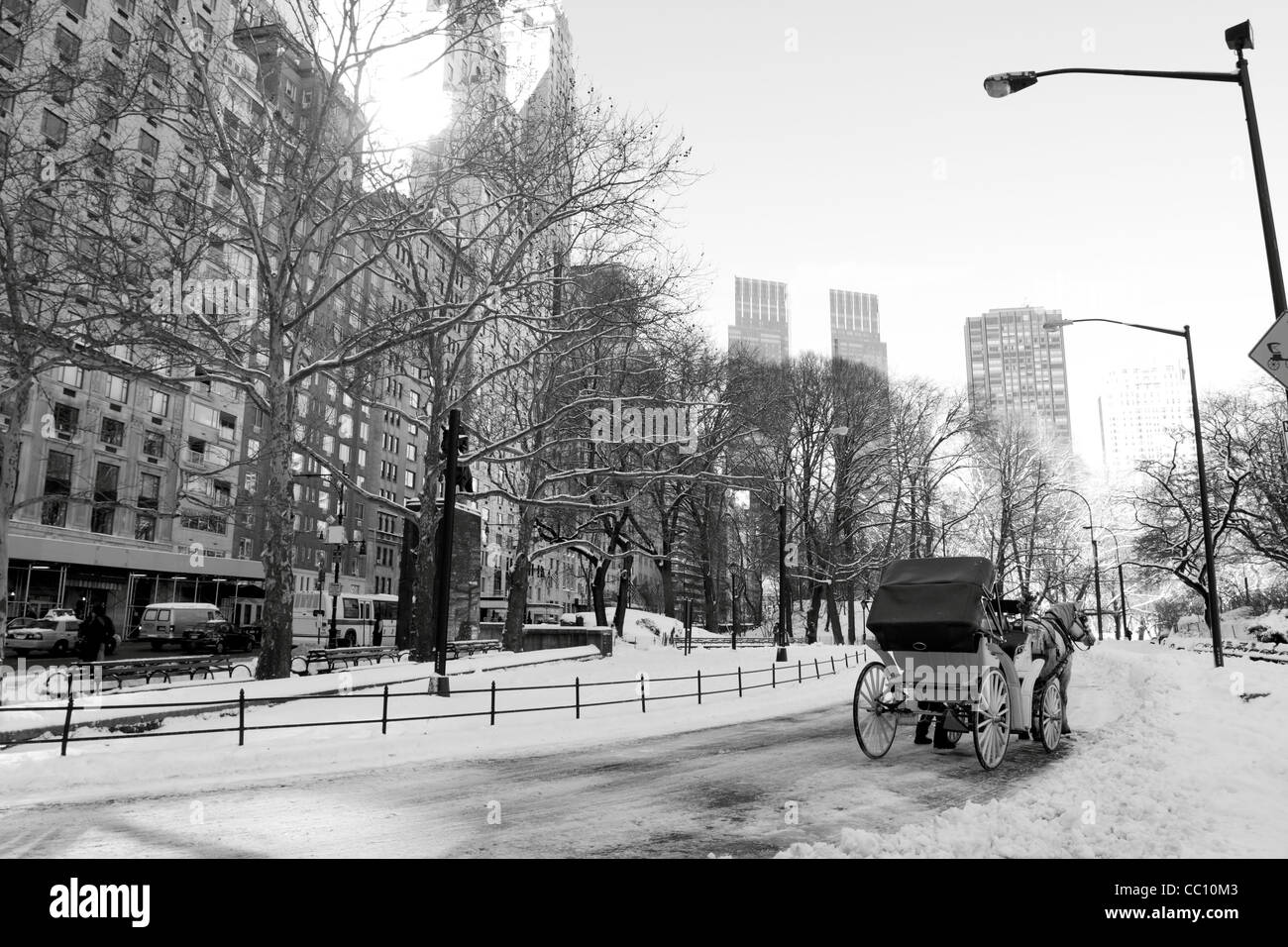 Hiver Neige dans Central Park, à Manhattan, New York City Banque D'Images
