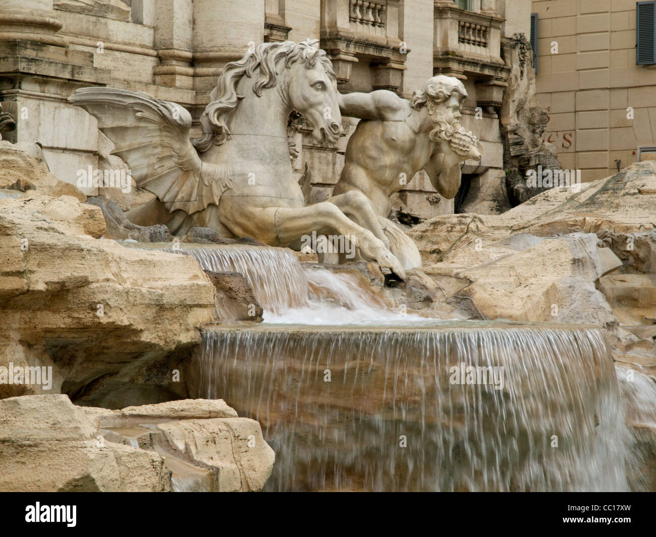 Détail de la fontaine de Trevi à Rome Banque D'Images