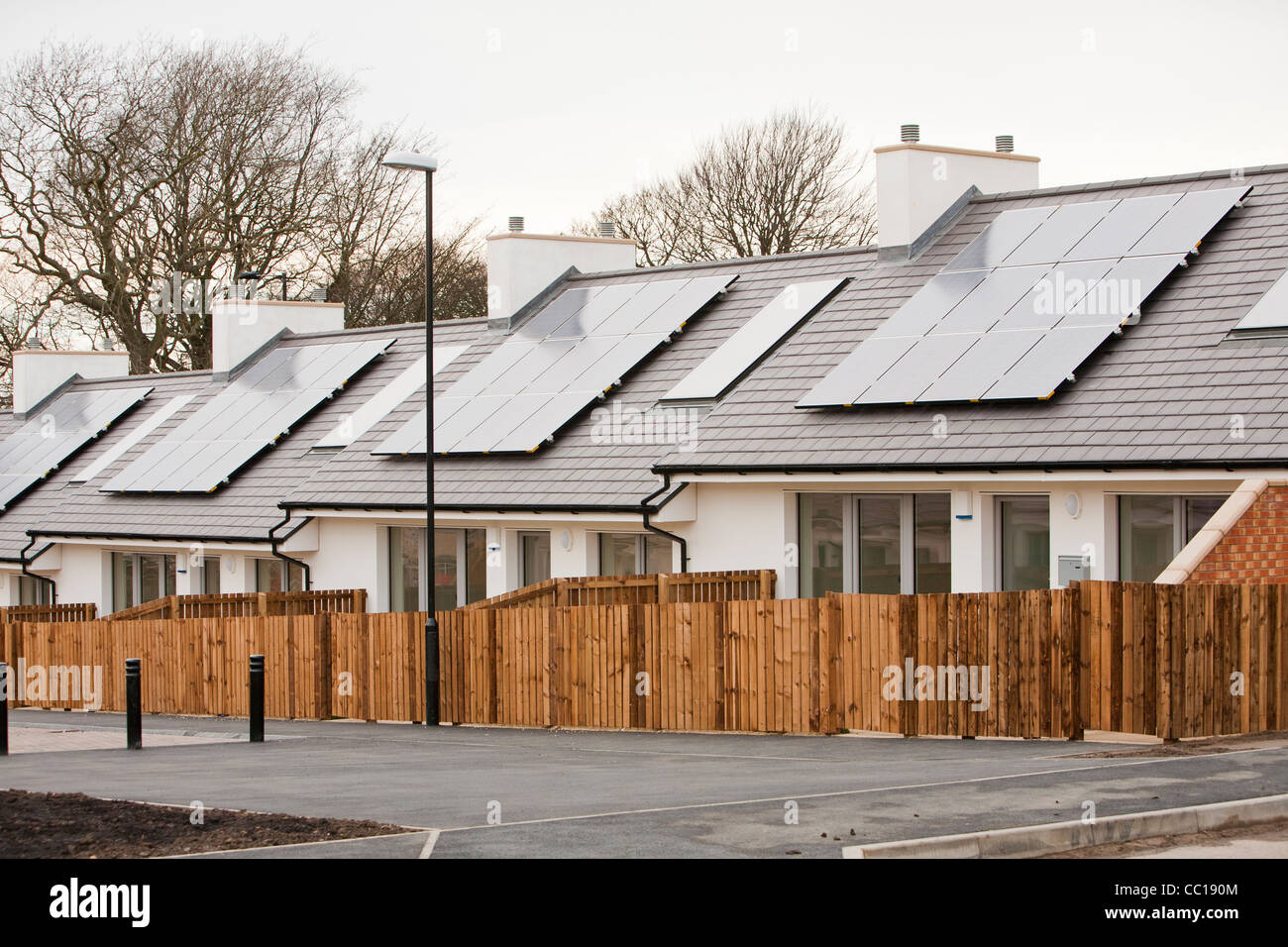 Passivhaus maisons neutres en carbone à Sunderland Banque D'Images