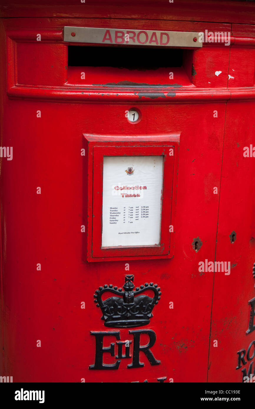 Post rouge fort Gibraltar Post Office Banque D'Images