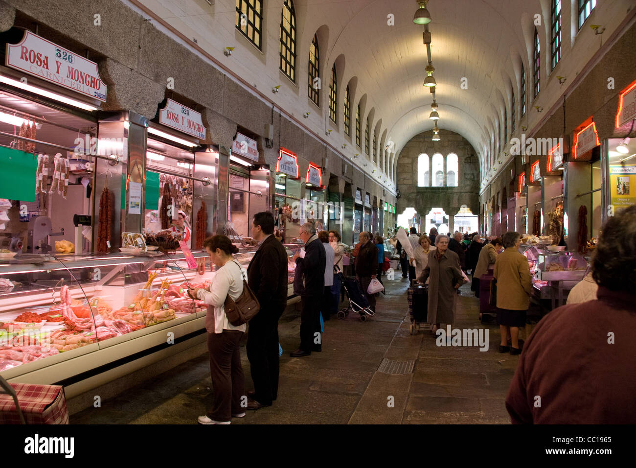 Marché traditionnel à Santaigo de Compostelle ESPAGNE Banque D'Images