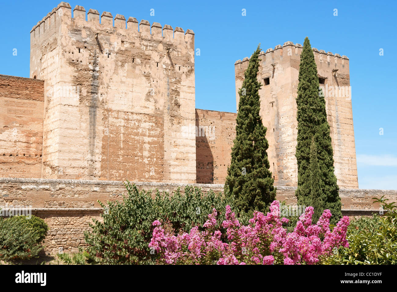 Détail de l'Alcazaba une fortification mauresque de l'Alhambra de Grenade, Espagne, Banque D'Images