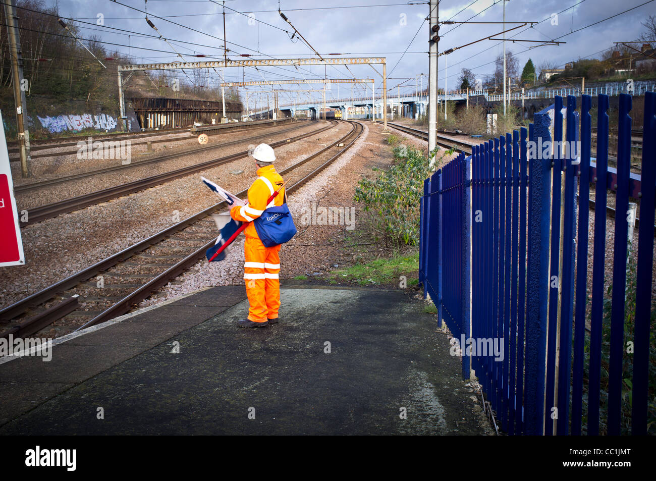 Network Rail employé des chemins de fer Banque D'Images