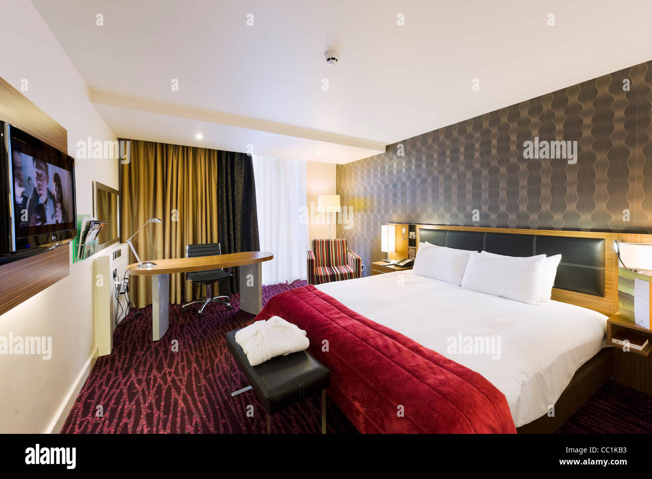 La chambre de l'Holiday Inn, Media City, Salford Quays, Manchester, UK Banque D'Images