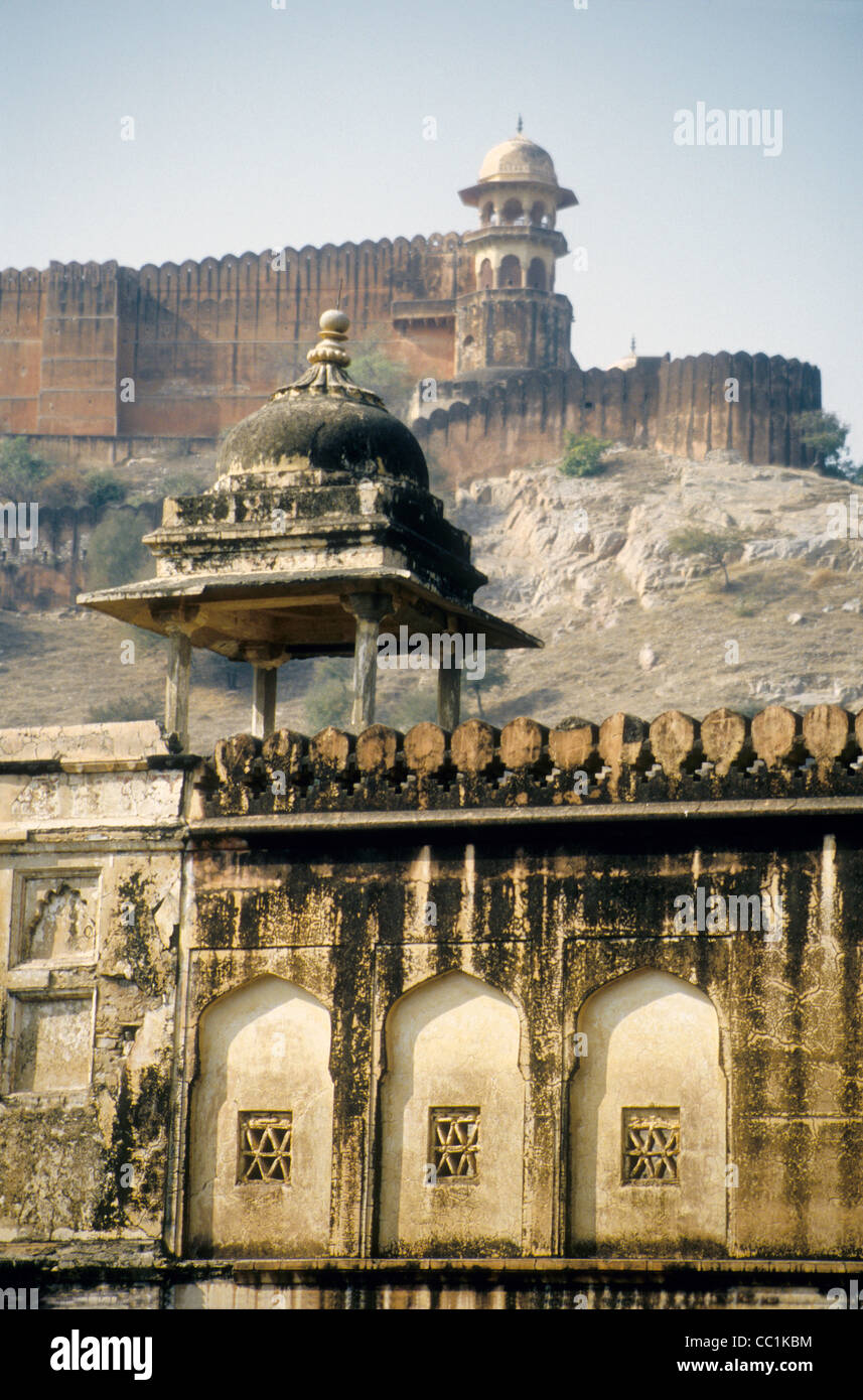 Le fort d'Amber de Jaipur au Rajasthan, Inde Banque D'Images