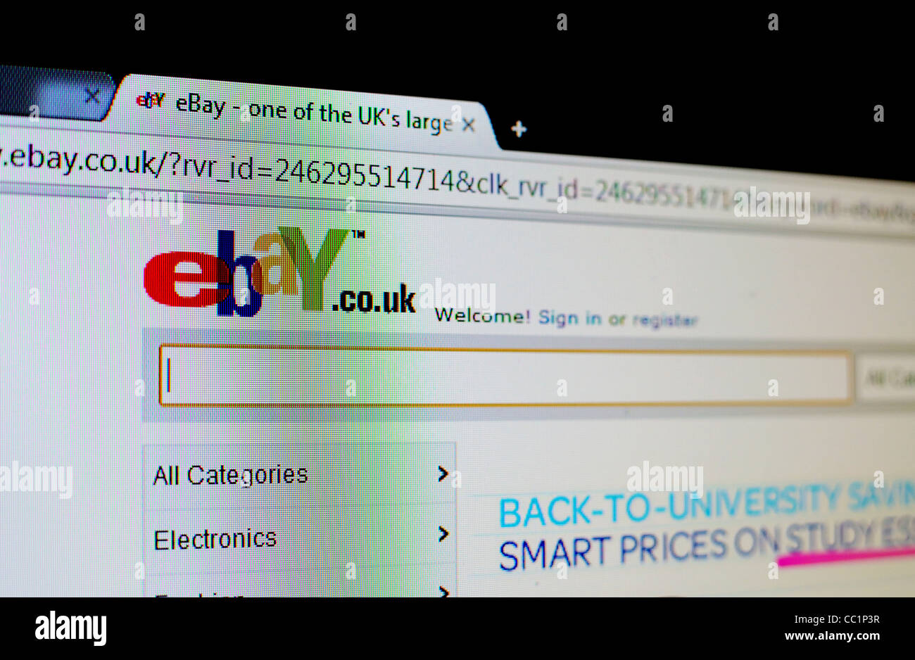 Une capture d'écran d'une page web d'ebay, uk Banque D'Images