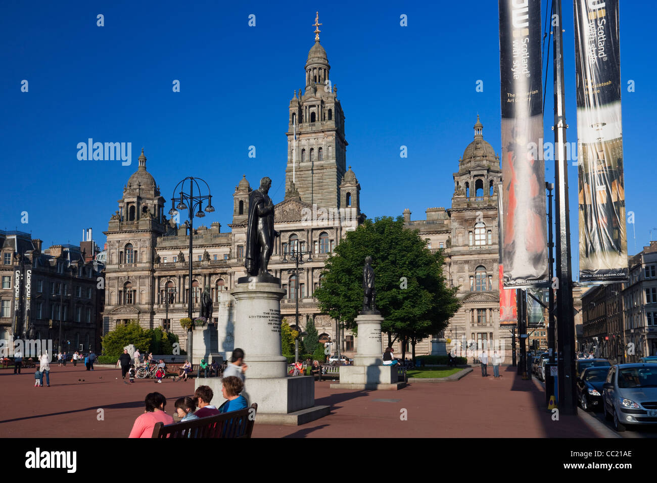 George Square et Glasgow City Chambers Banque D'Images