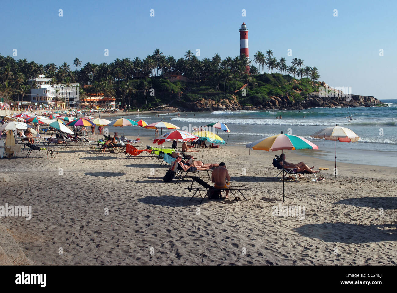 Kovalam beach ; une destination touristique internationale de l'état du Kerala, en Inde. Banque D'Images