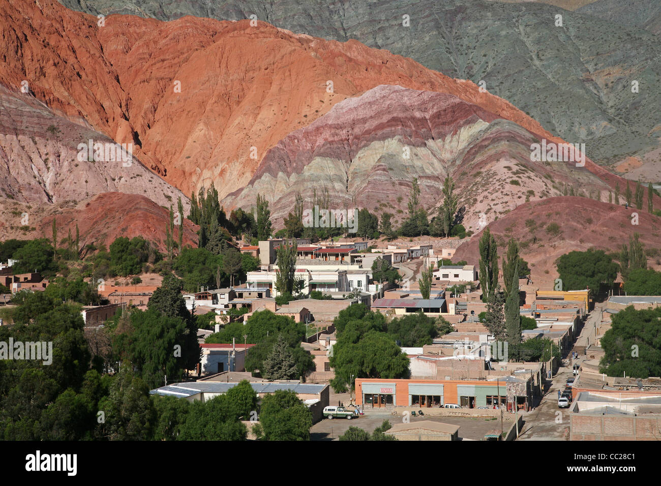 Vue sur le village, province de Jujuy Purmamarca, Argentine Banque D'Images