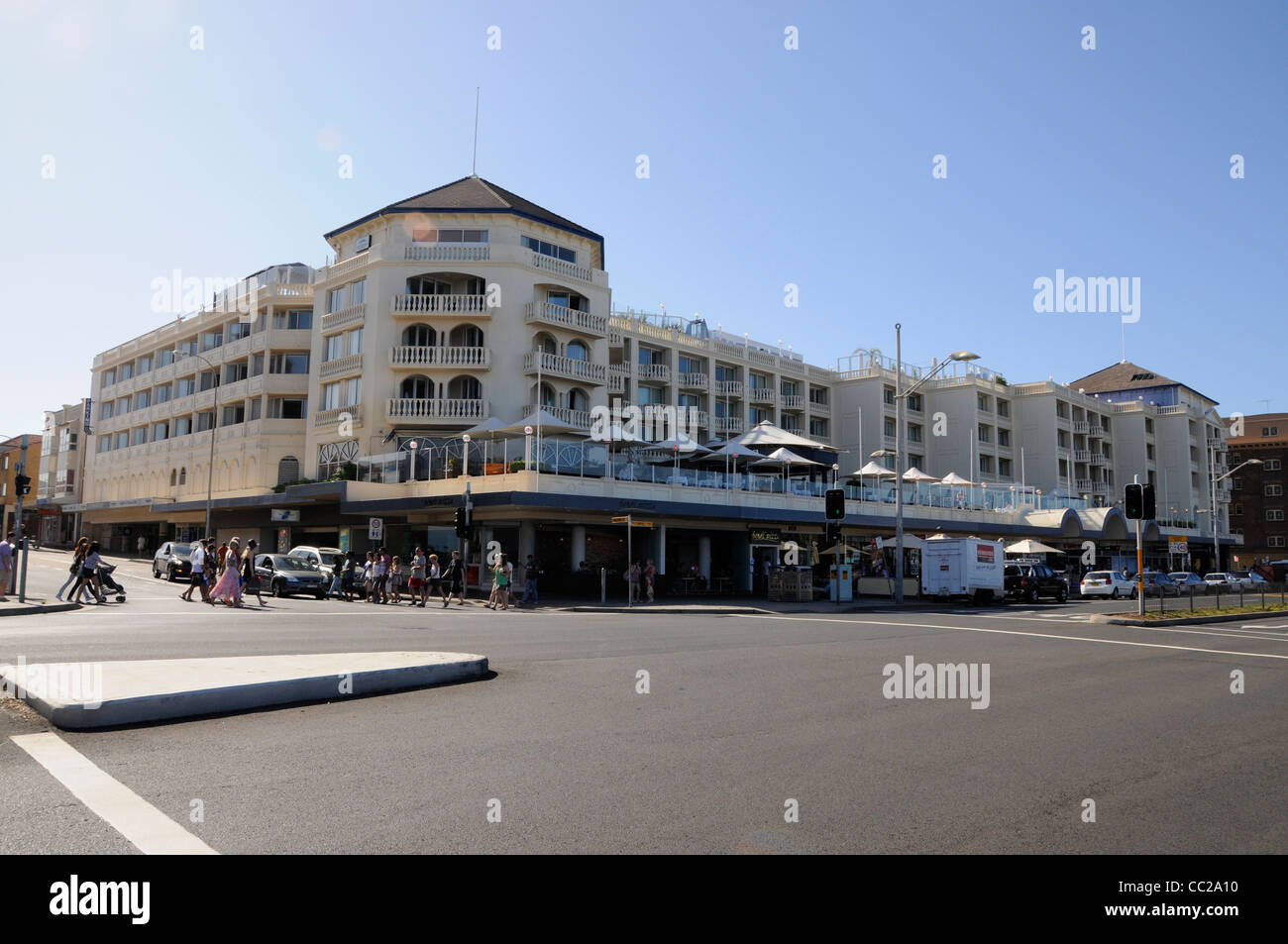 Boutiques sur Campbell Parade à Bondi Beach, près de Sydney, New South Wales, Australia Banque D'Images