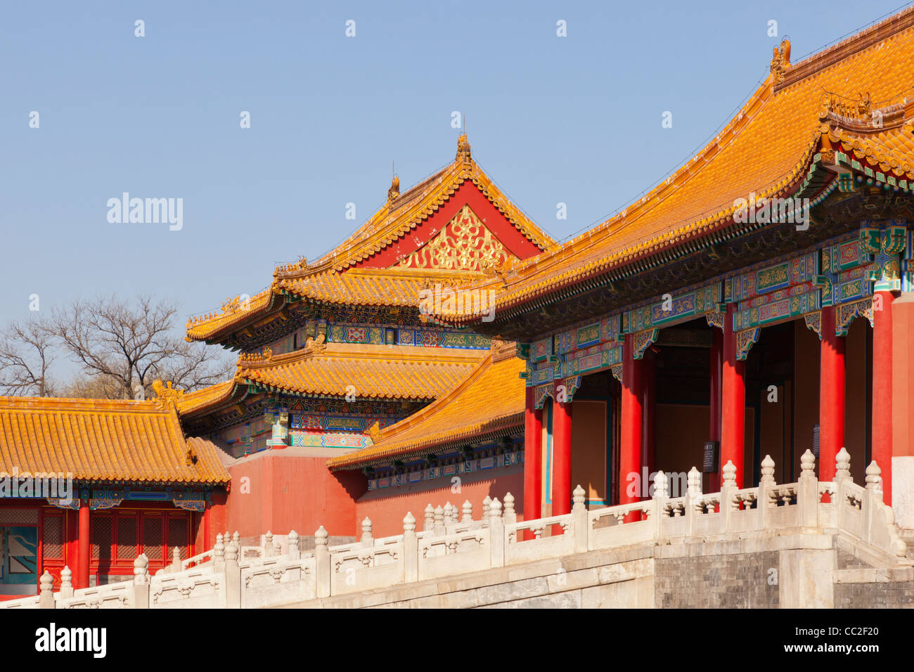 Le côté ouest de la porte Taihemen, la porte de l'harmonie suprême, la Cité Interdite, à Beijing. Banque D'Images