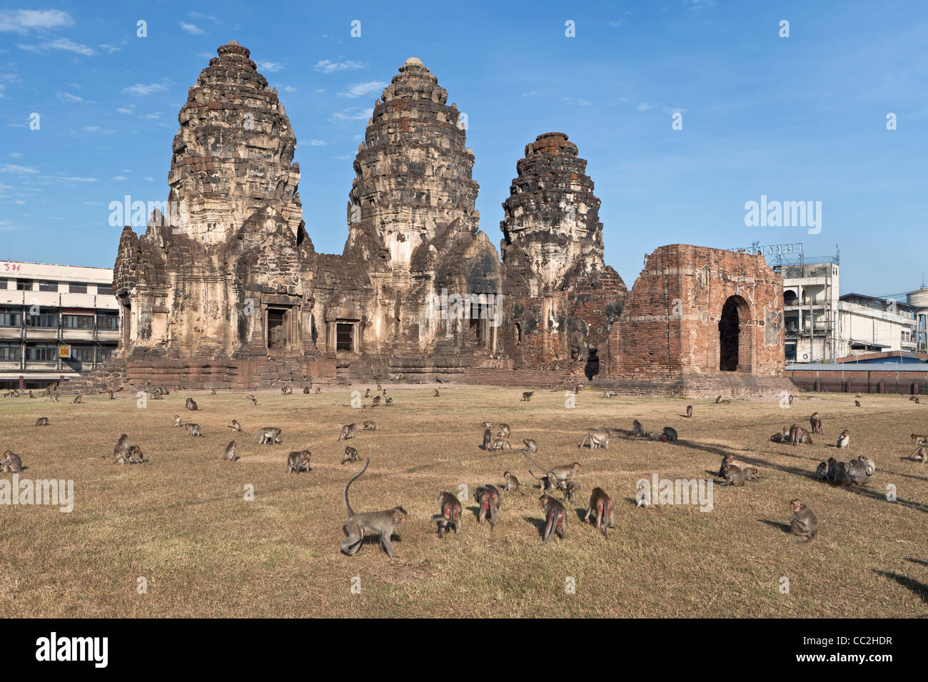 Les ruines de Prang Sam Yot, Lopburi, Asie Banque D'Images