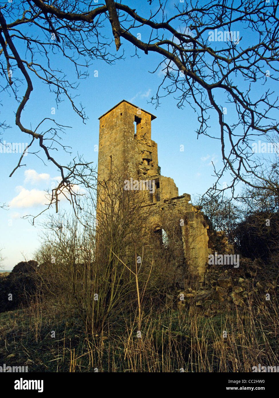 Bradenstoke Prieuré (ruine demeure), Wiltshire, Royaume-Uni. Banque D'Images