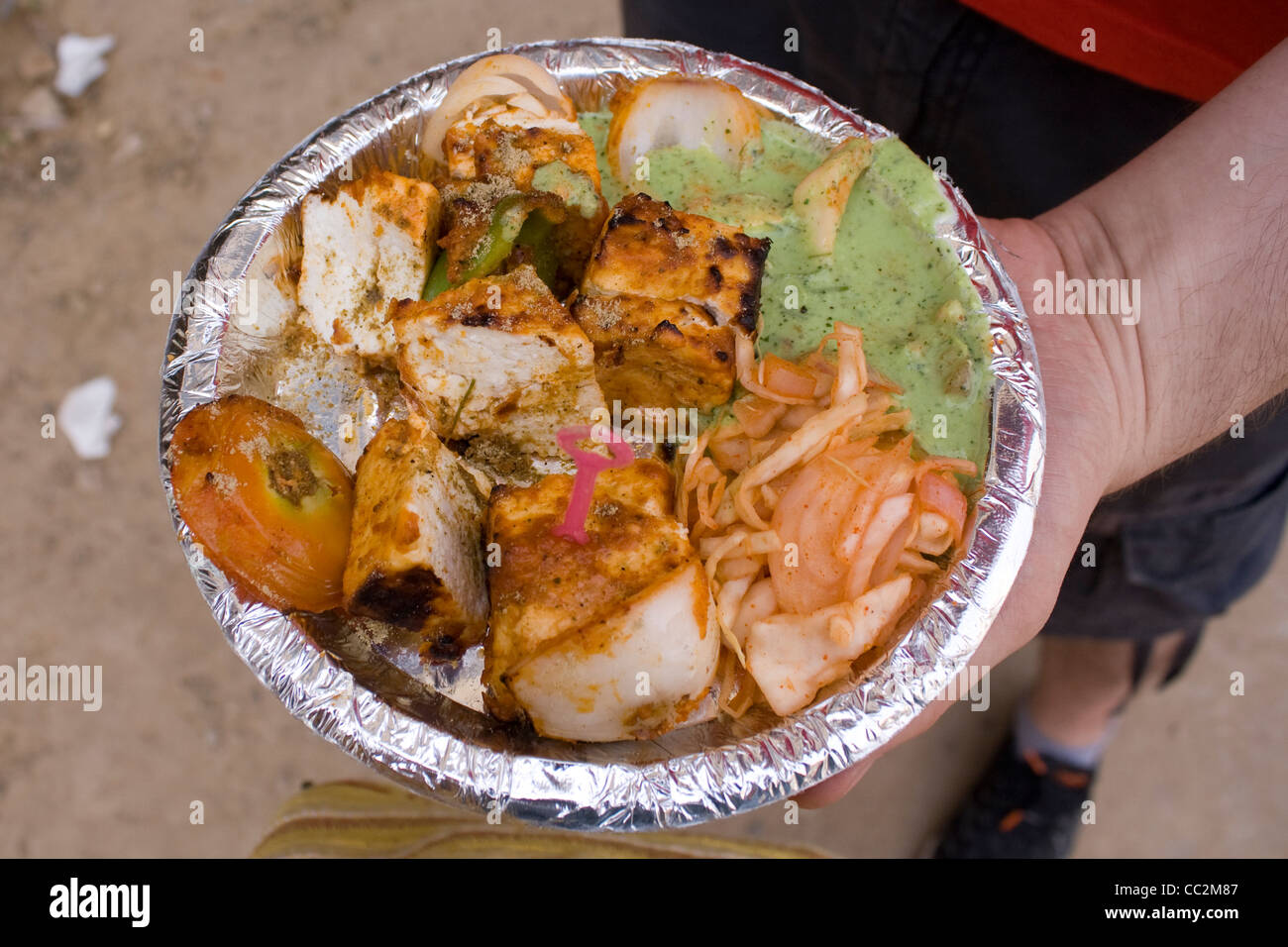 L'alimentation de rue de Delhi (Paneer) Banque D'Images