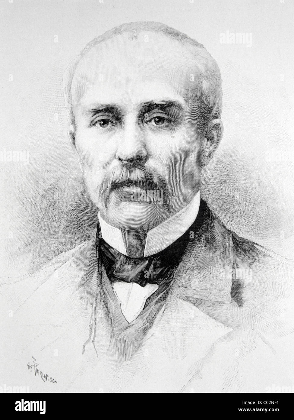 Portrait de Clemenceau, Georges Benjamin Clemenceau (1841-1929) journaliste, homme d'État et Premier ministre français, connu sous le nom de « le tigre ». Illustration ancienne ou gravure Banque D'Images