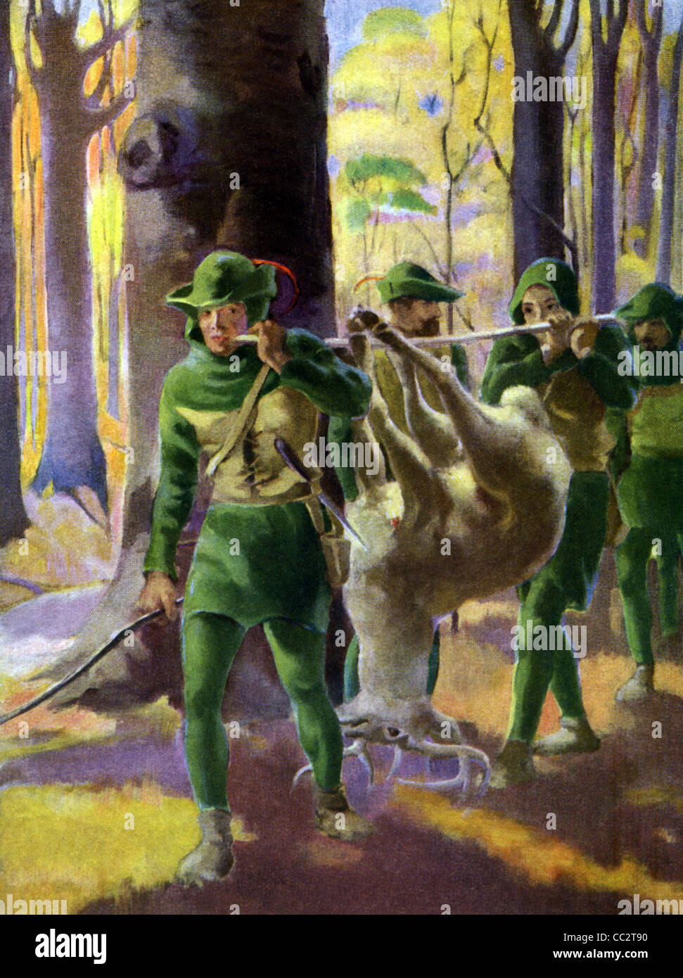 Hors-la-loi légendaire Robin des Bois et ses hommes vivaient dans la forêt de Sherwood dans le Nottinghamshire et voler les riches pour aider les pauvres. Banque D'Images