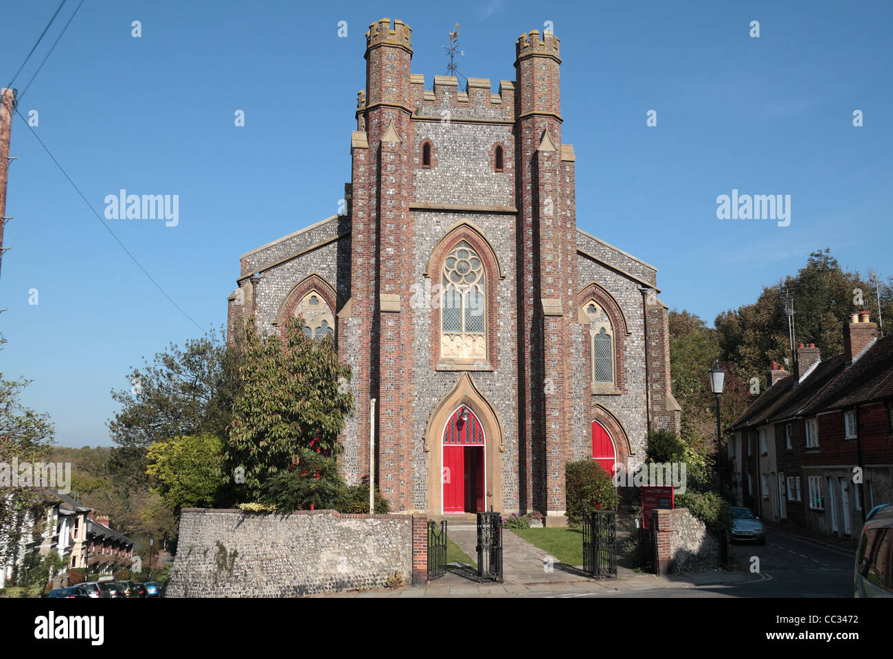 L'église de St Jean sous Castro, une église anglicane, Abinger, Lewes, East Sussex, UK. Banque D'Images