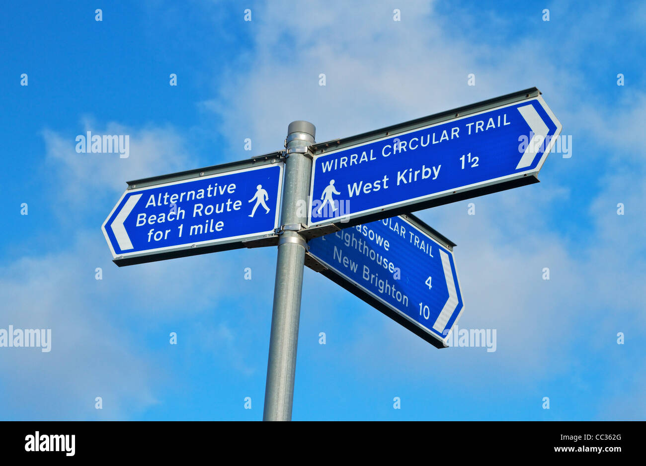 Panneau routier à Red Rocks, Wirral, Merseyside, Angleterre, Royaume-Uni. Novembre 2011 Banque D'Images