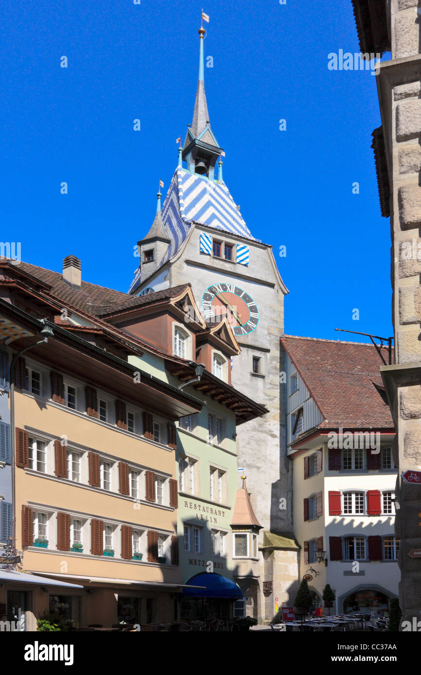 La tour de l'Horloge Historique de Zug, Suisse Banque D'Images