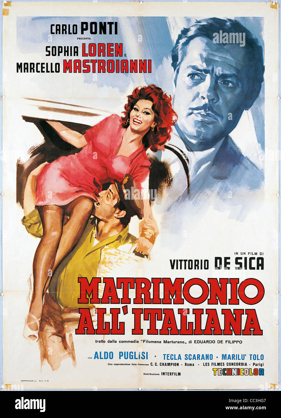 Affiches de film : Mariage Style Italien, 1964, réalisé par Vittorio De Sica, Marcello Mastroianni, Sophia Loren Banque D'Images