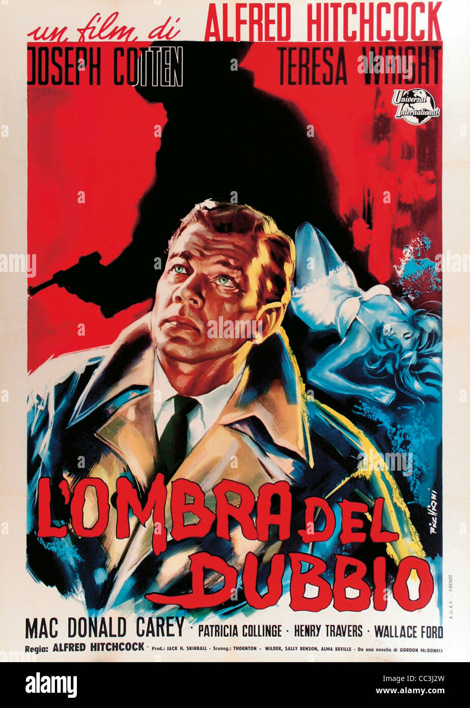 Cinéma : l'ombre d'un doute 1943 Réalisateur Alfred Hitchcock Poster Photo  Stock - Alamy