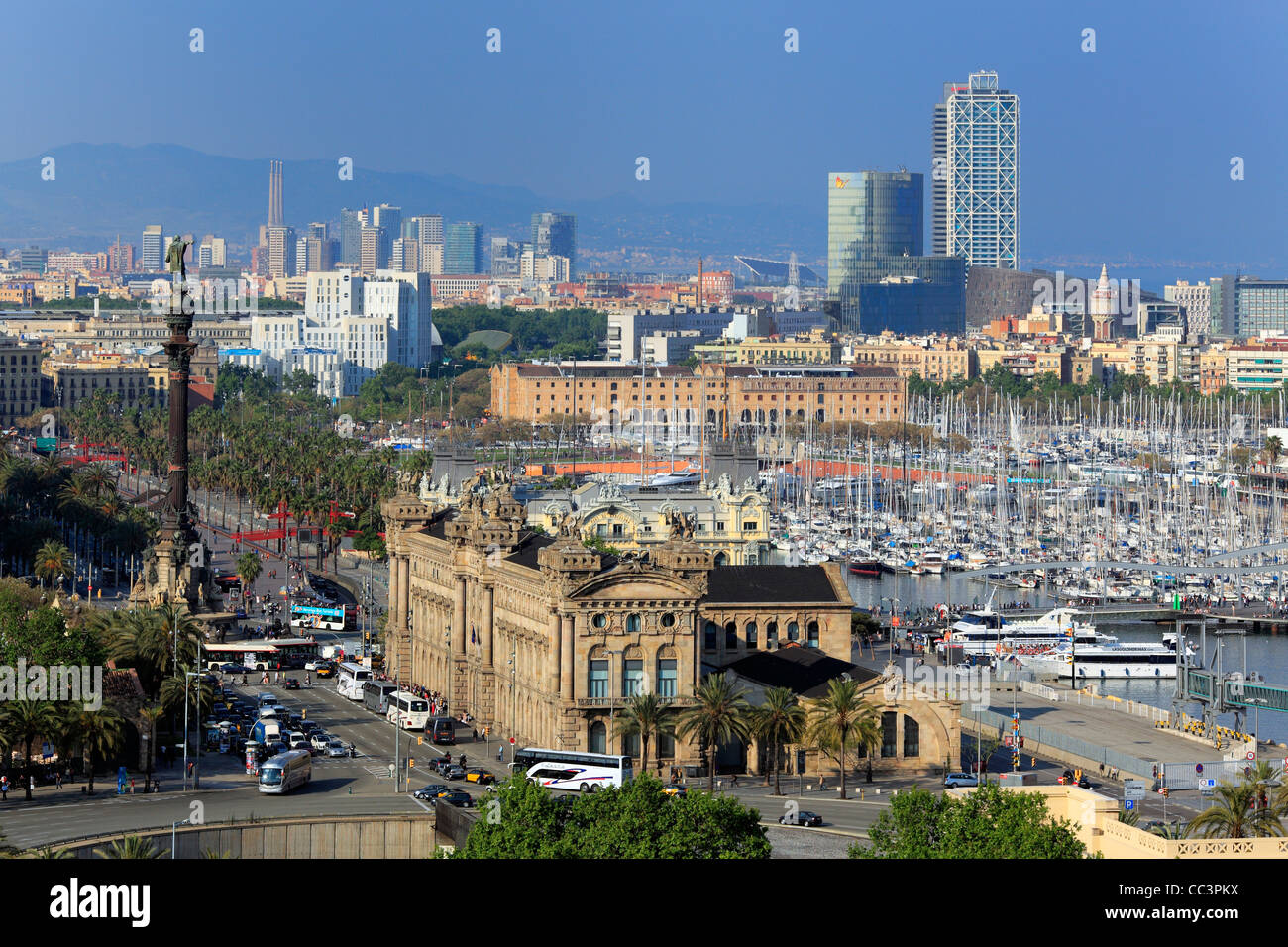 Vue de la ville de Montjuïc, Barcelone, Catalogne, Espagne Banque D'Images