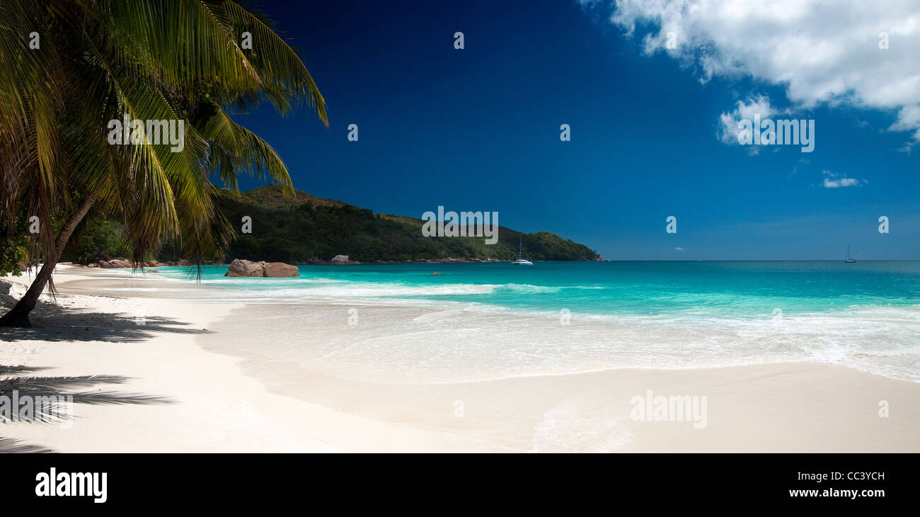 Scenic beach Seychelles Praslin Banque D'Images