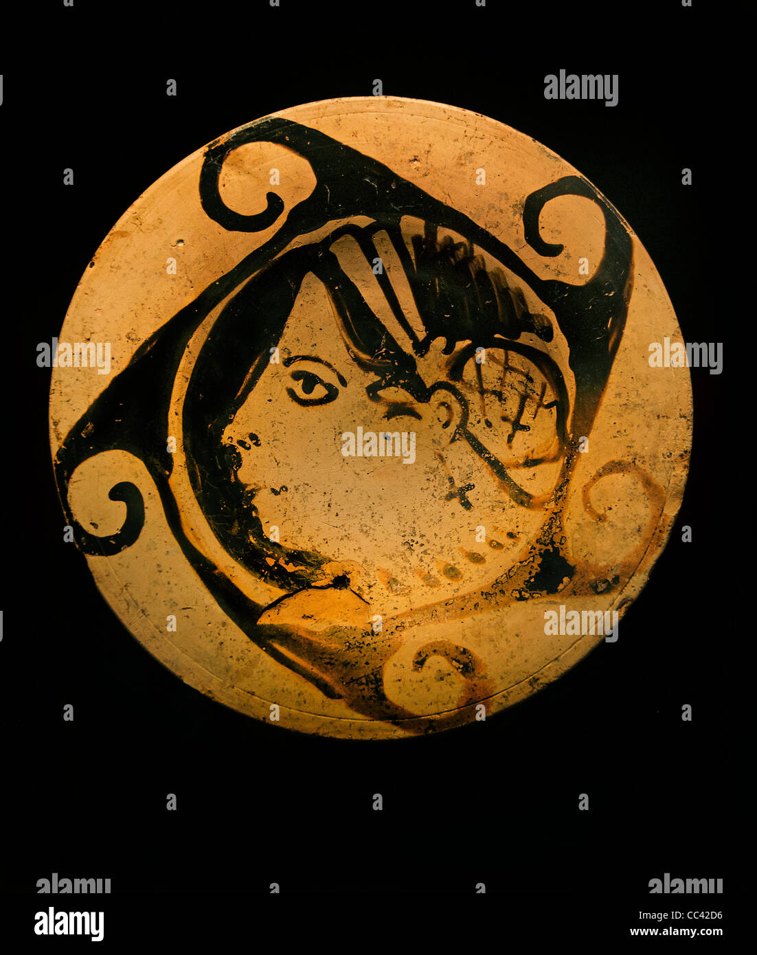 La poterie décorée étrusque Plaque Genucilla Italie Etruria 200 - 300 av. Banque D'Images