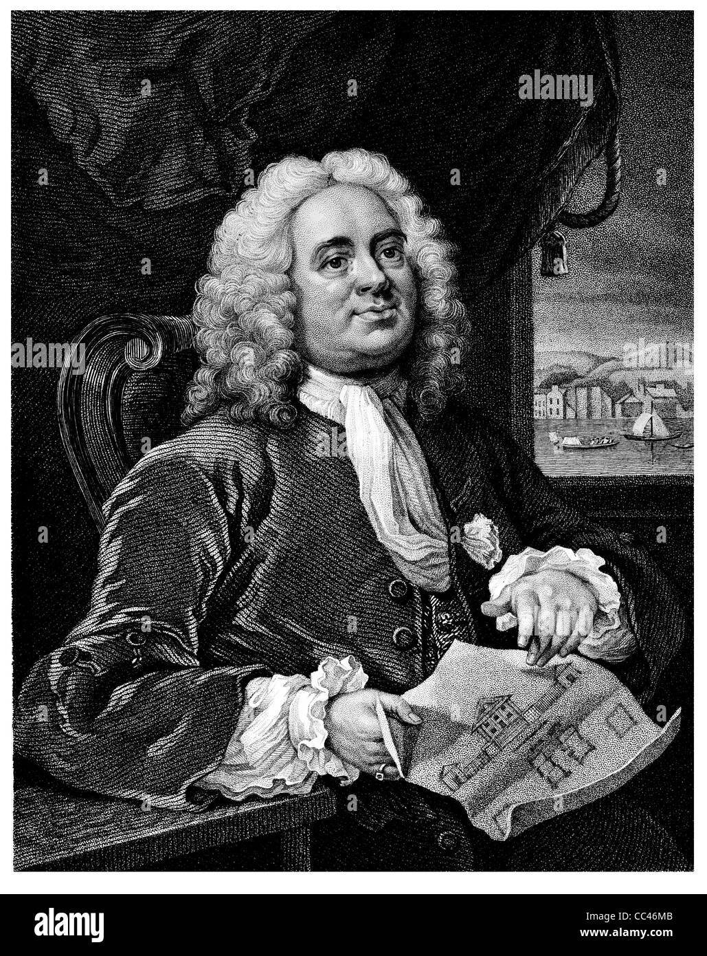 Daniel (1681-1754) sur gravure de 1800. L'architecte britannique. Gravé par B. Holl après une photo par Hogarth. Banque D'Images