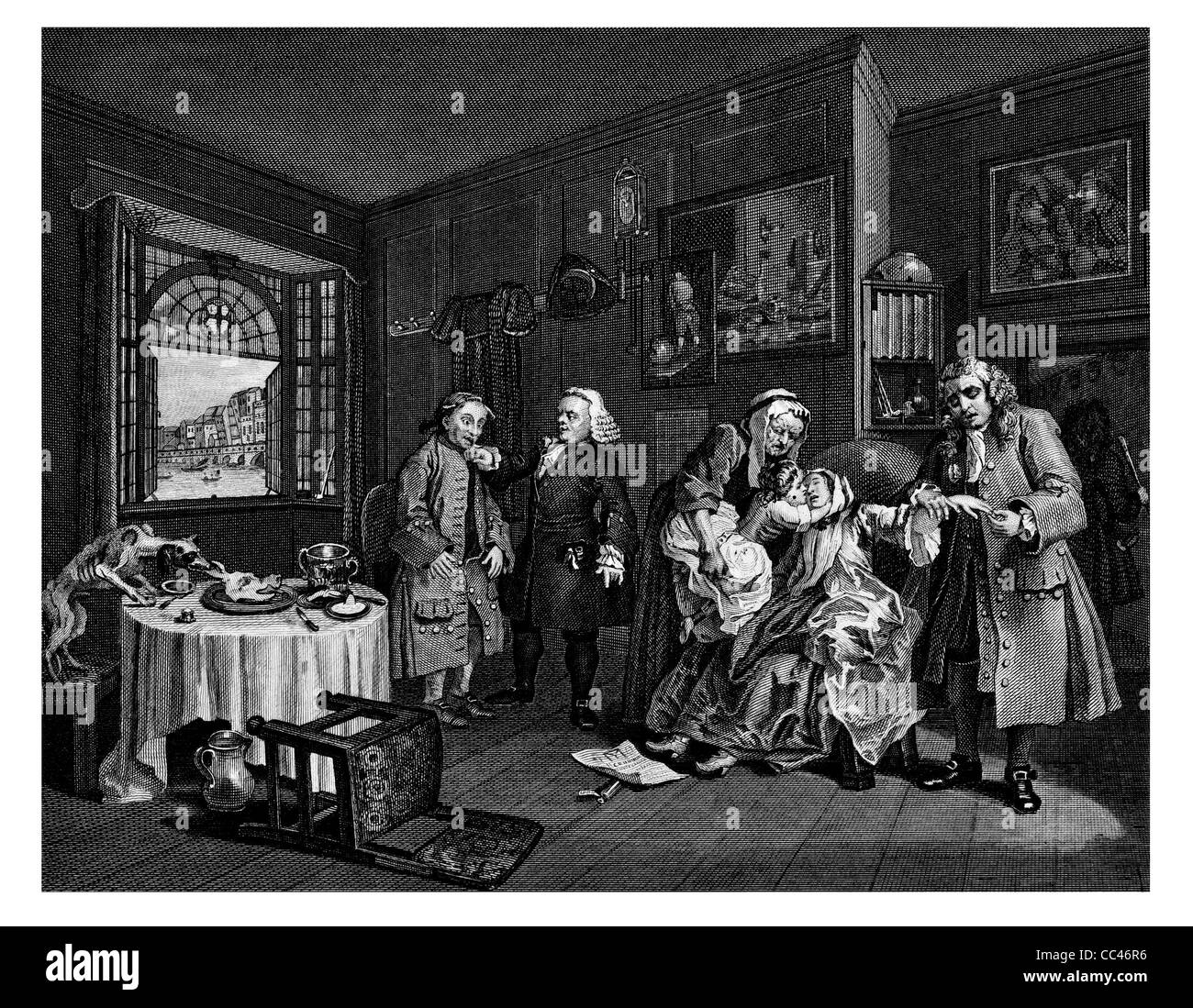 Le mariage a la mode la mort de la Comtesse de l'original par Hogarth de l'Œuvre de Hogarth publié 1833 Banque D'Images