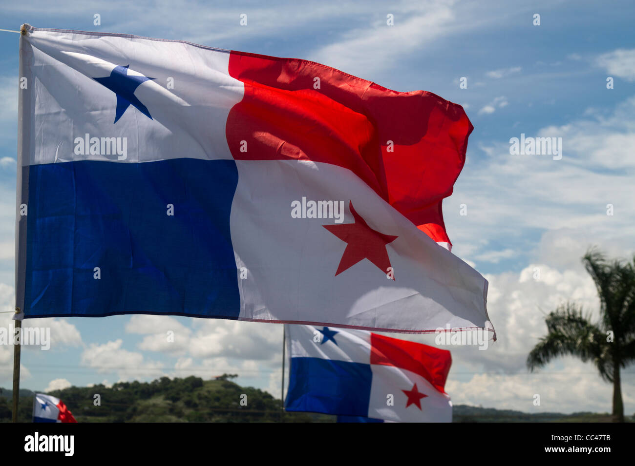 Drapeaux panaméens, Ville de la connaissance, la ville de Panama, République de Panama, Amérique Centrale Banque D'Images